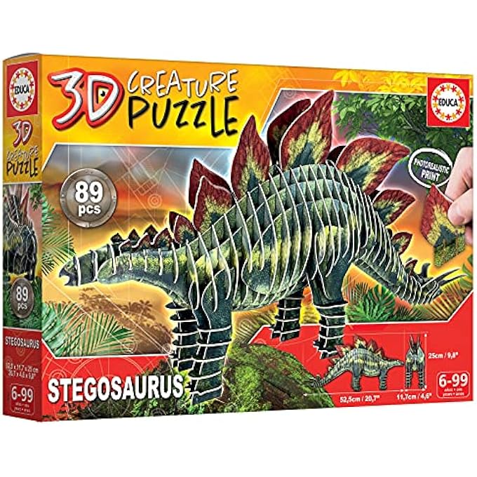 3D PUZZLE STEGOSAURUS CREATURE PUZZLE. ASSEMBLE YOUR OWN 3D PUZZLE DINOSAUR FROM 5 6 7 8 YEARS (19184) - Image 4
